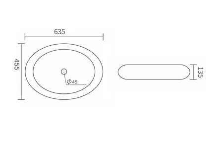 Раковина накладная (63,5х45,5) Orange  B08-640W белый глянец